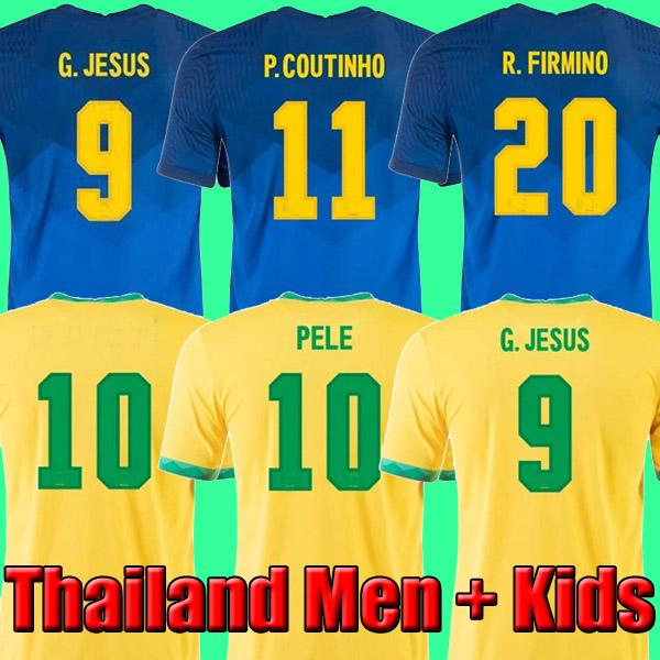 

2021 Camiseta de futbol PAQUETA NERES COUTINHO bRAZILS football shirt FIRMINO JESUS soccer jersey MARCELO PELE brasil 20 21 maillot de foot, Away kids