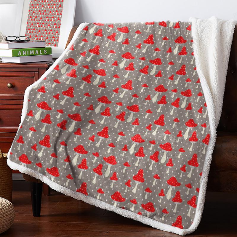 

Red Mushroom Round Spots Fleece Blanket Warm Cashmere Blanket Office Sofa Supplies Blankets for Beds
