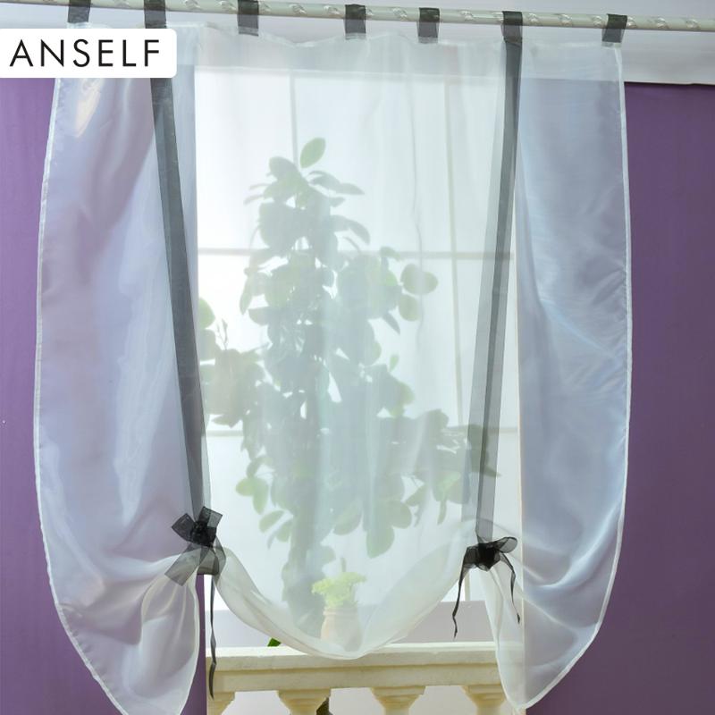 

Anself Curtains 1PCS 3 Size New European Home Wave Blinds Stitching Colors for Living Room Balcony Tieblinds Curtain, White
