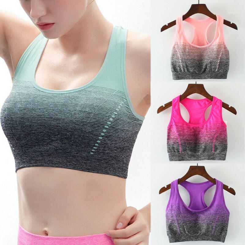 

Sports yoga High Stretch Breathable Bra Top Fitness Women Padded Sport push up Running Gym Seamless Crop Bra Gradient1, Green