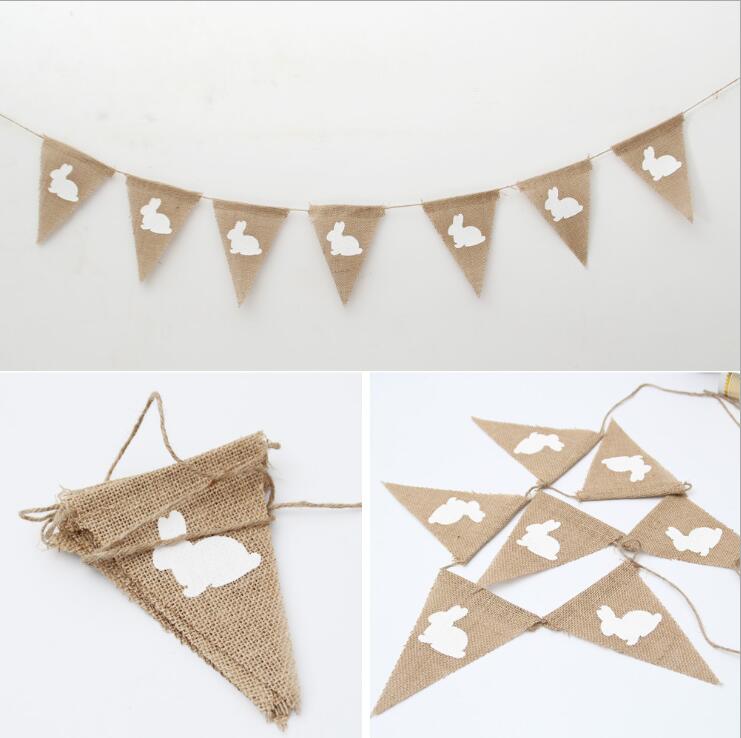 

Festival Banner Pull Easter Cartoon Easter Print XTL394 Flags Linen Pennant Home Decoration Flags Party Hanging Rabbit Supplies Gfttc