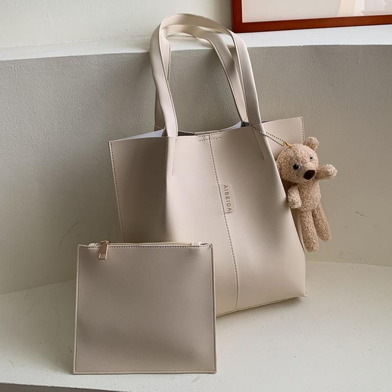 

2021 Ladies 2 Piece Set / Suit Handbag Composite Bag Set Ladies Handbag Large Female Shoulder Bag Purse Main, Beige