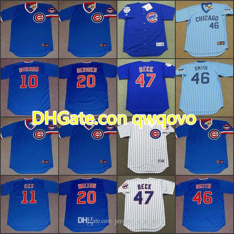 

Chicago46 LEE SMITH 20 BOB DERNIER 11 RONCEY 47 ROD BECK 20 JEROME WALTON 10 LEON DURHAM baseball jersey stitched, Blue;black