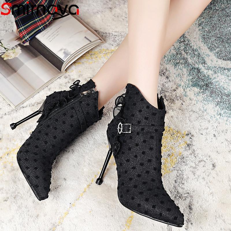 

Smirnova fashion autumn winter ankle boots pointed toe prom ladies ankle boots super high heels shoes women 2020 new1, Black