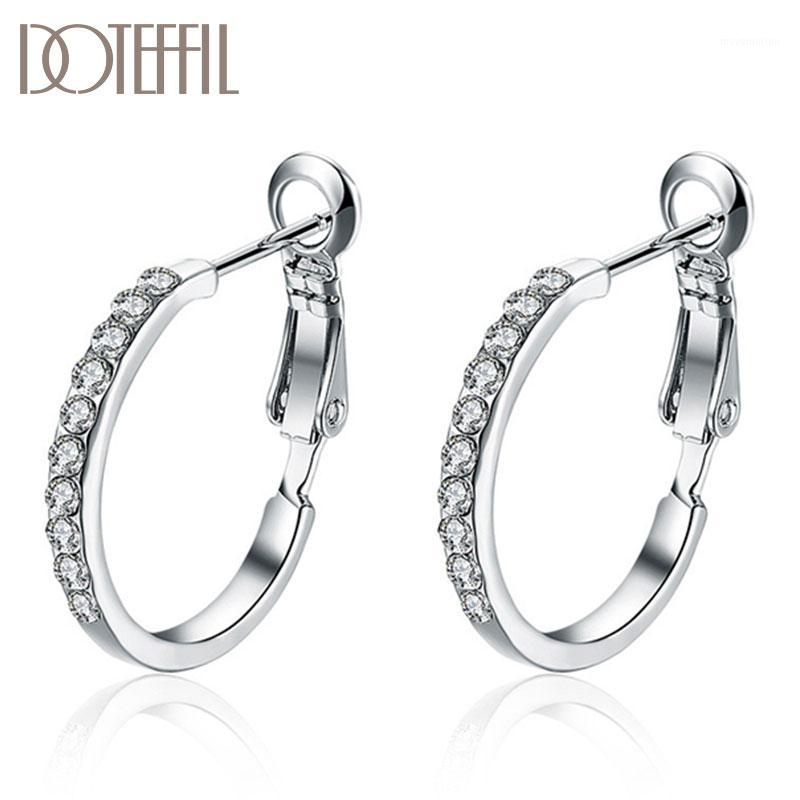 

DOTEFFIL 925 Sterling Silver/Rose Gold Circle Shape Zircon Earrings Women Charm Gift Fashion Charm Party Wedding Jewelry1