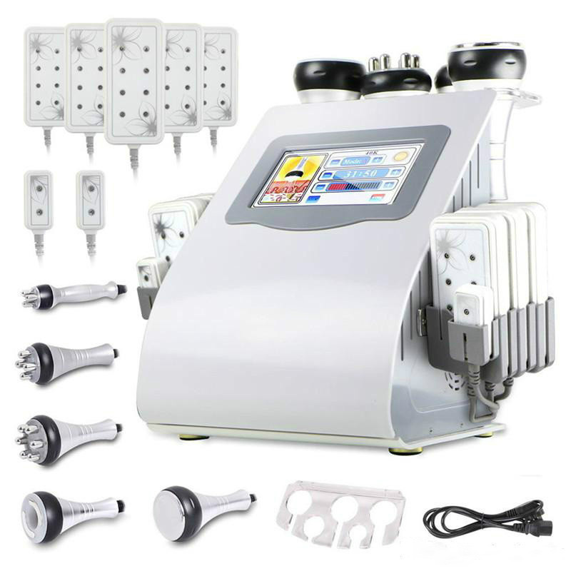 

High Quality 6 In 1 Ultrasonic Cavitation Vacuum Radio Frequency Lipo Laser Slimming Machine for Spa