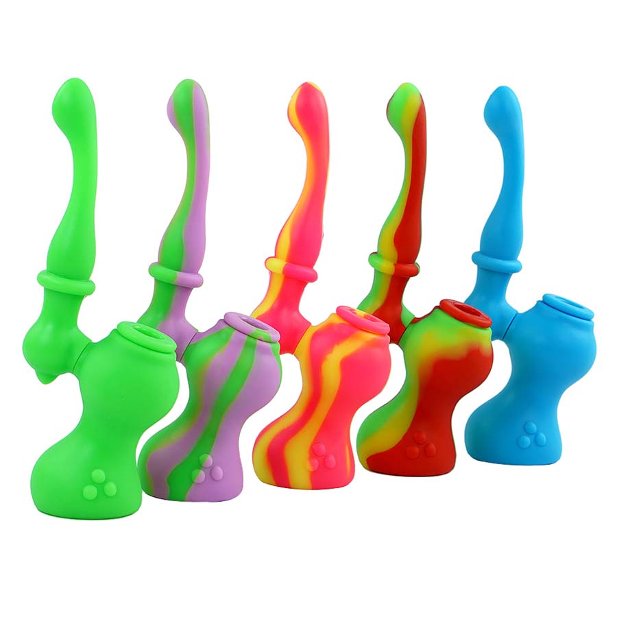 

Silicone Dab Rig Glass Bong Water Pipes Oil Rigs herb bubbler bowl silicone Bongs Mini Pipe wax Hookahs Gourd Shaped
