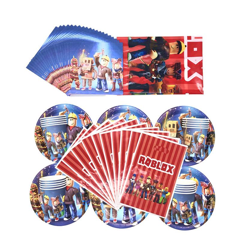 

Gift Wrap 10-20person Cartoon Roblo Kids Birthday Party Decoration Set Red Blue Supplies Baby Boy Pack Event