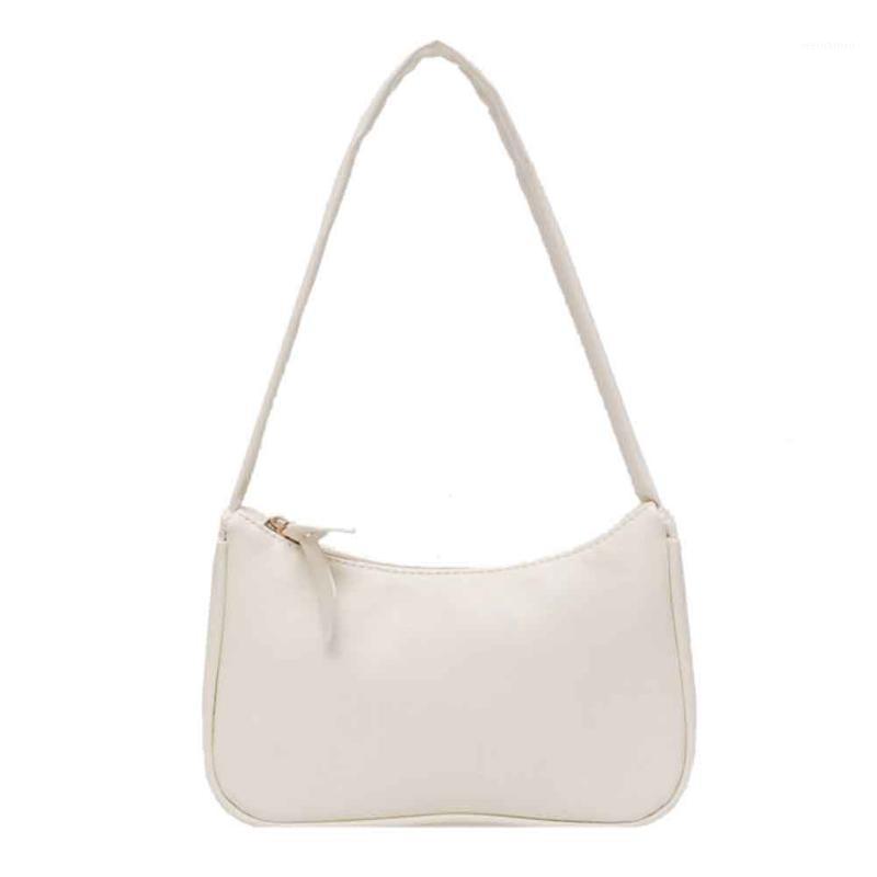 

Women Ladies Underarm PU Leather Fashion Subaxillary Retro Handbag Top Handle Bag Small Casual Shoulder Mini Vintage1, White