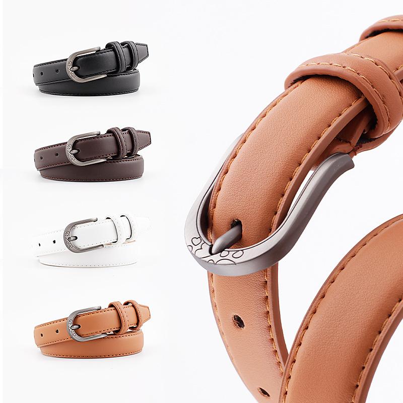 

Belts Fashion Antique Black Female Belt With Metal Buckle Faux Leather Woman For Jeans Wild Thin Ladies Dress Waist, White