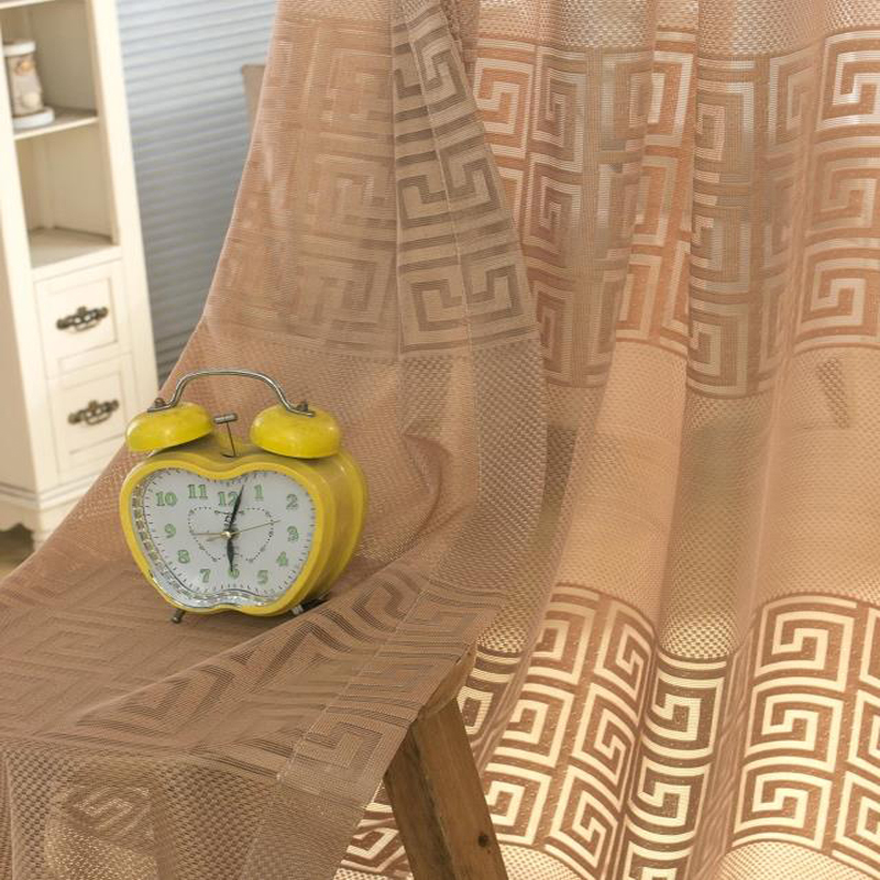

New Chinese-Style Back Shape Tulle Curtain kitchen Curtains Window Living Room Bedroom Curtain Panel Luxury Jacquard Fabrics #3 LJ201224, Brown tulle