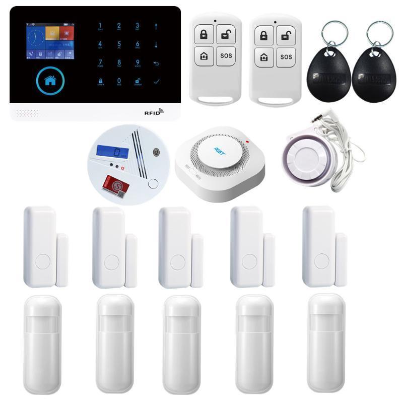 

PGST PG-103 Wireless Home Burglar Security LCD Touch Keyboard SIM GSM GPRS Alarm System Sensor kit APP Remote Control1