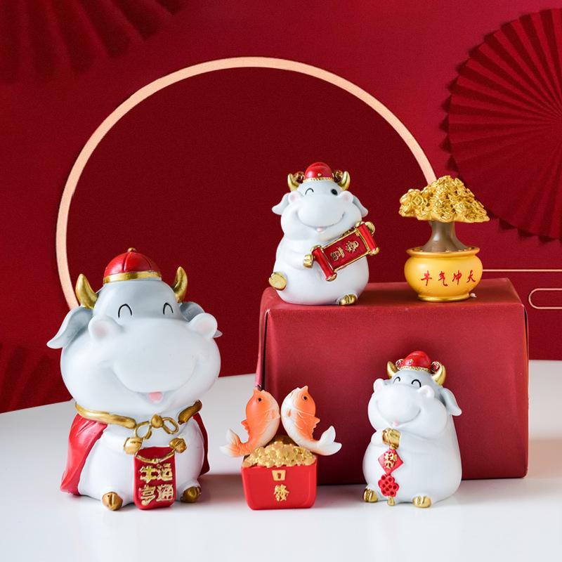 

New Chinese Creative Cute Lucky Cow Decoration Piggy Bank Year of The Ox Get Rich Mascot Home Bully Decoration New Year