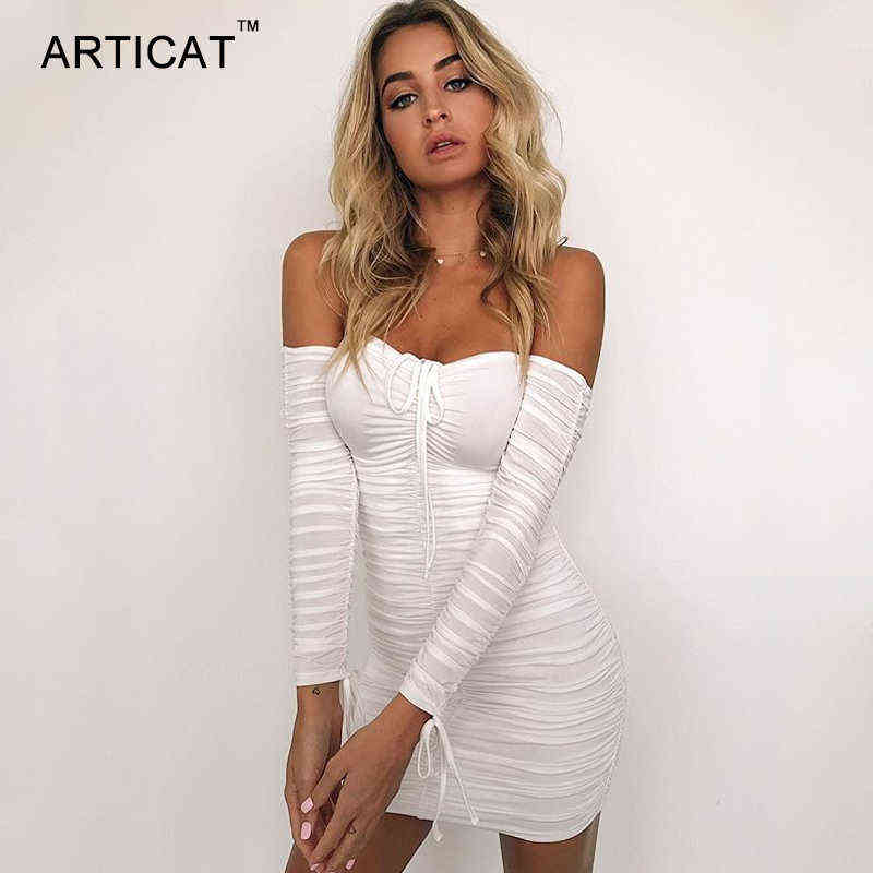 

Articat Women Autumn Winter Bandage Dress Women 2020 Sexy Off Shoulder Long Sleeve Slim Elastic Bodycon Party Dresses Vestidos G1223, Yellow