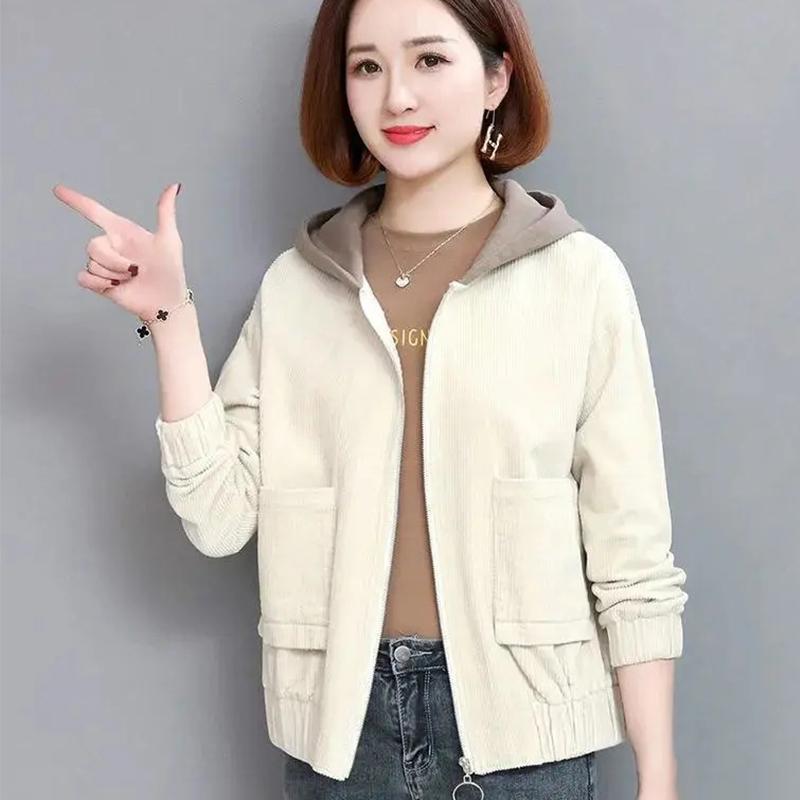 

Women Winter Corduroy Long Sleeve Solid Coat Female Casual Warm Outerwear Coats Vintage Fashion Oversized Size Windbreaker, Brown