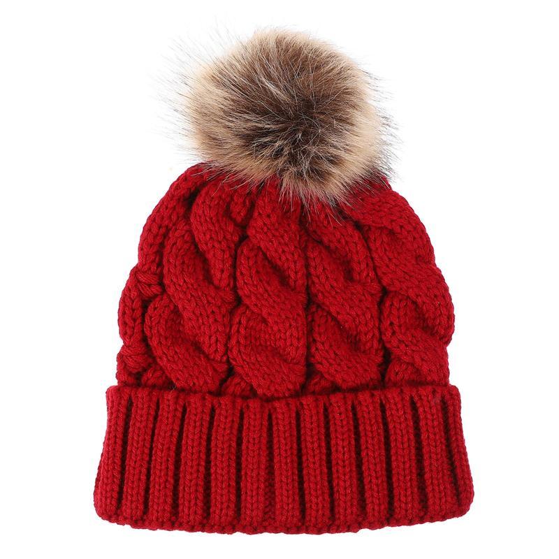 

Knitted Horsetail Hat Warm Woolen Yarn Hat Protective Female Earflaps, Beige