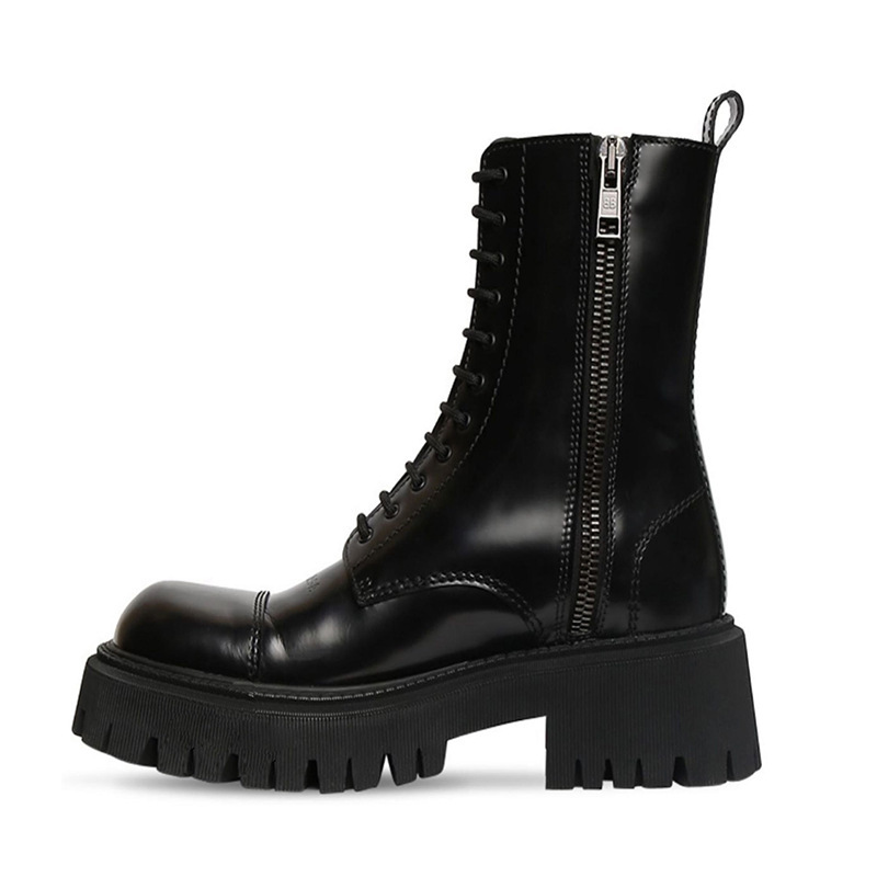

Sapatos femininos marca borracha com zper mulher 2020 botas de salto baixo-feminino dedo do p redondo moda rock chuva H7PX