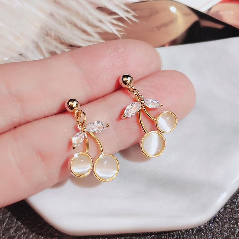 

Opal earrings girl earrings new cherry simple students wild fresh ladies jewelry1