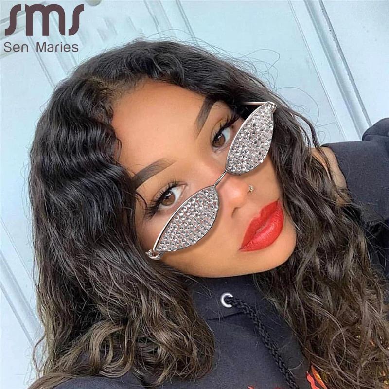 

Vintage Diamond Sunglasses Women Designer Sun Glasses Cat Eye Shades Rhinestone Lens Ladies Crystal Eyeglasses