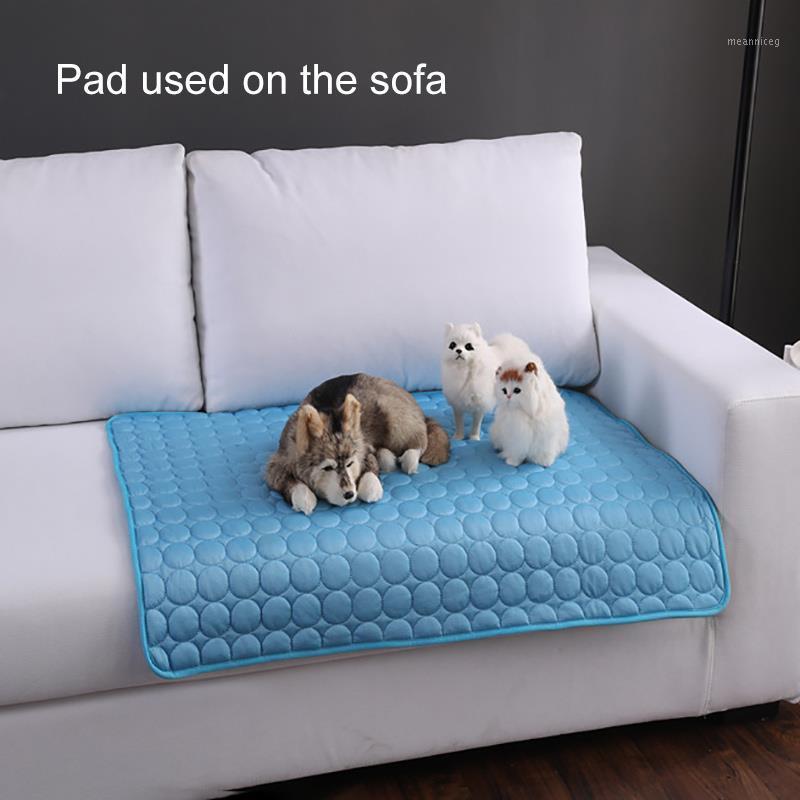 

Pet Soft Summer Cooling Mats Blanket Pet Dog Self Cooling Mat Pad Summer Car Seat Ice Silk Mat Non Sticking Blanket1, Blue