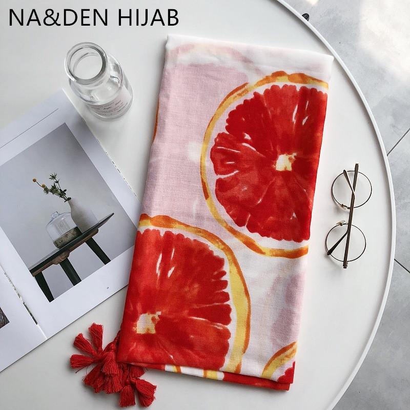 

Fashion orange printing Muslim hijab women scarf/scarves wraps fashion foulard viscose luxurious bandana hot sale 10pcs/lot