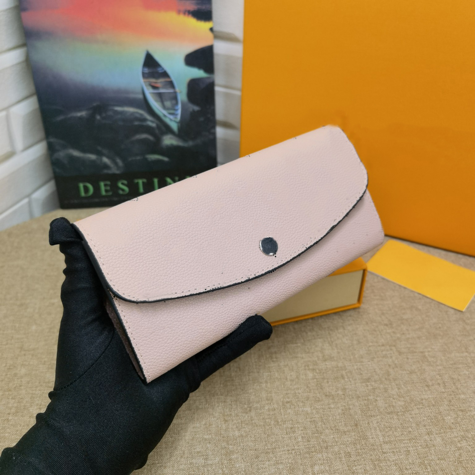 

Fashion top quality handbags women purse cards luxury leather designer famous brand long chain letter pattern with boxes size 19-10-2cm M60177