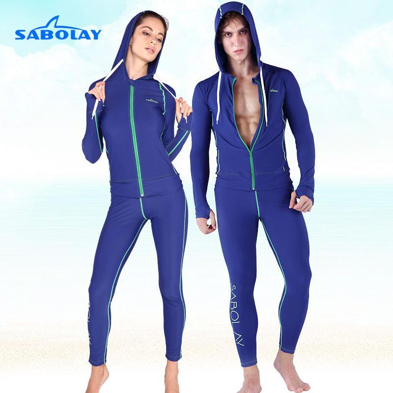 

SABOLAY Women men Lycra Elastic Cardigan Rashguard surf zipper Shirts Lovers Style Swim Rash Guards UV Shirt Pants Water sports1