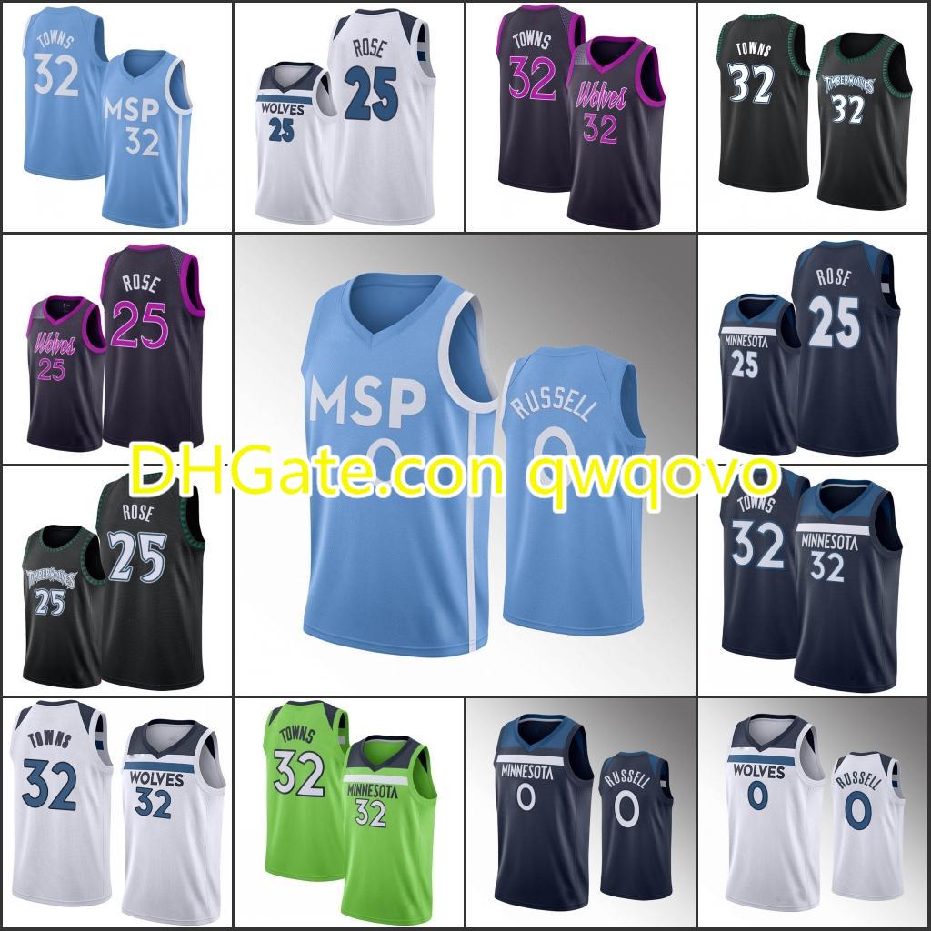 

Minnesota Timberwolves Men D'Angelo Russell Karl-Anthony Towns Derrick Rose 2019-20 Basketball Jersey
