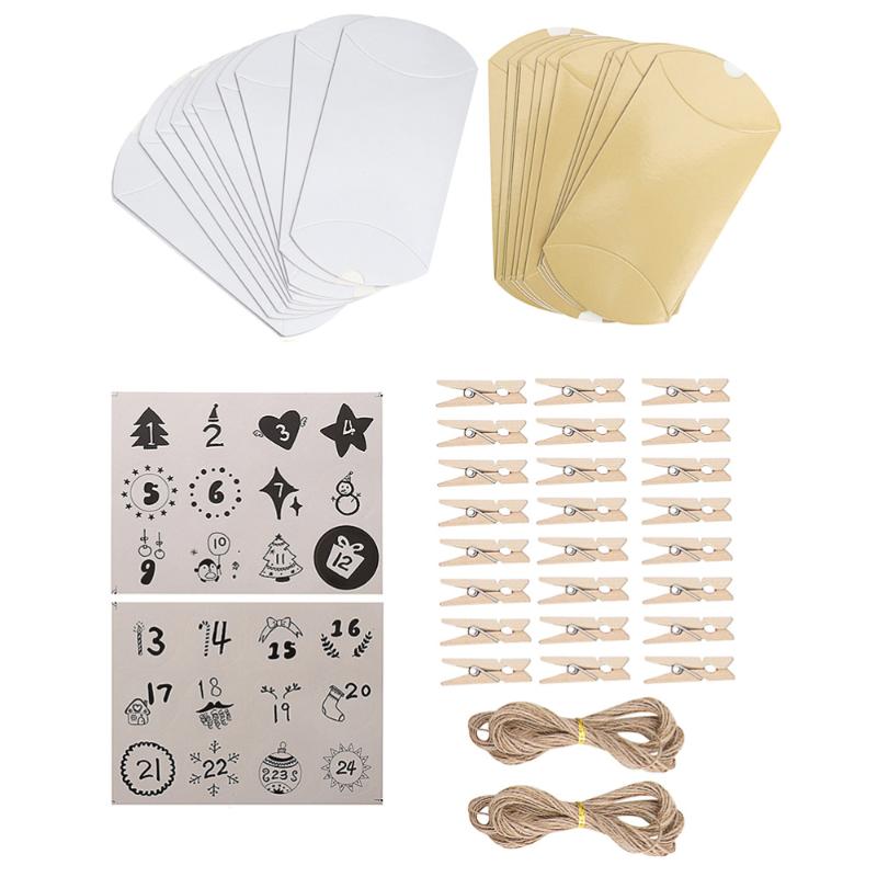 

1 Set Christmas Party DIY Candy Pillow Boxes Kit Kraft Paper Gift Wrapping Boxes