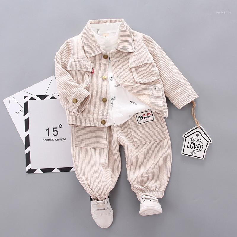 

Baby Boys Clothing Sets Kids 3PCS Coat T-shirt Pants Children Corduroy Autumn Winter Long Sleeve Baby Boys Outfits1, Brown