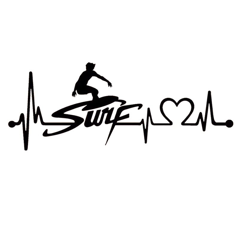 

16*6.3cm Surfing Heartbeat Lifeline Decal Sticker for Car Wakeboard Surfboard Surf Car Styling Car Sticker, Color