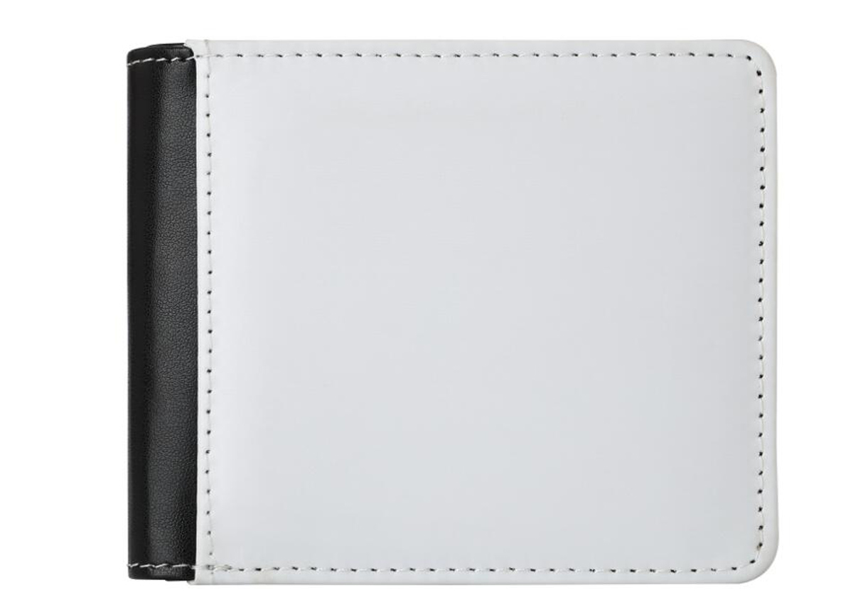 

Wallets Sublimation DIY White Blank Men PU&Cloth Single Double Sided Two Foldable Short Wallet, Black