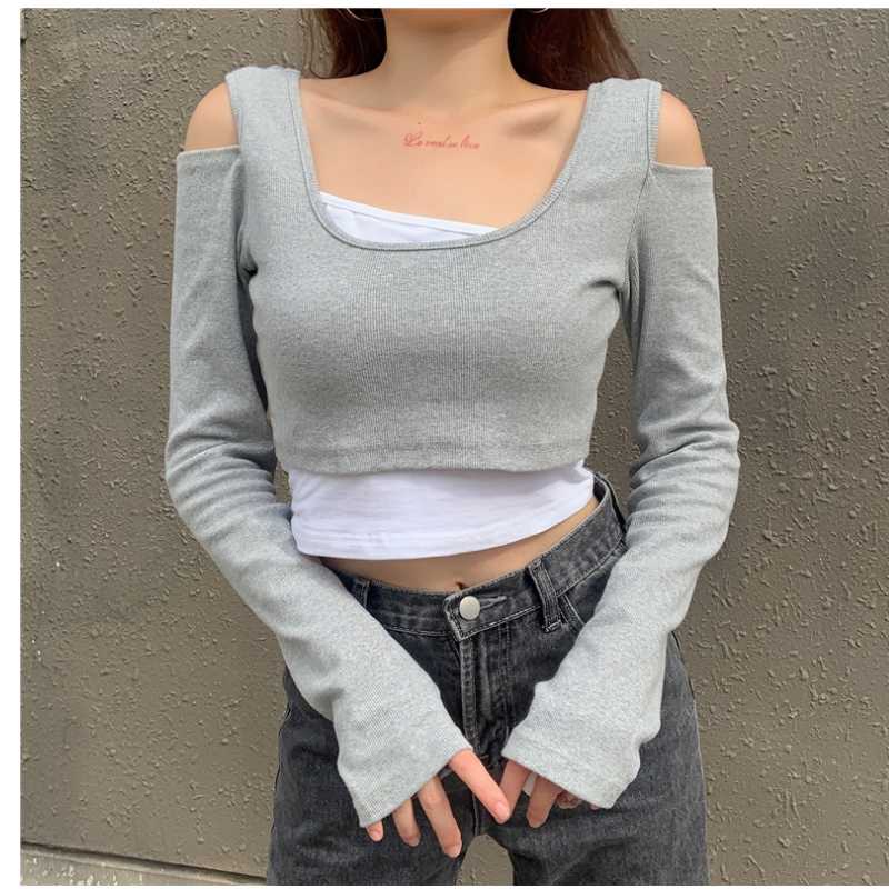 

Women' simple round neck Yoga sportswear color contrast dance practice clothes slim T-shirt women' breathable fitness top
