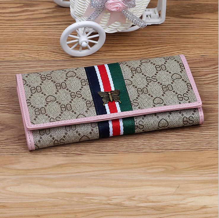 

wholesale women bag simple atmospheric printing long wallet contrast stitching leather wallest street trend printings leathers card handbag, Red(boutique box)
