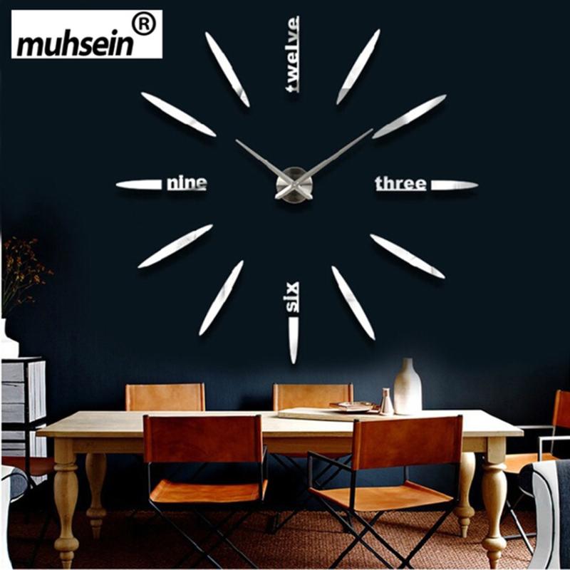 

100% Positive feedback 3DWall Clock Acrylic EVR Metal Mirror Super Big Personalized Digital Watches Clocks hot DIY Free shipping