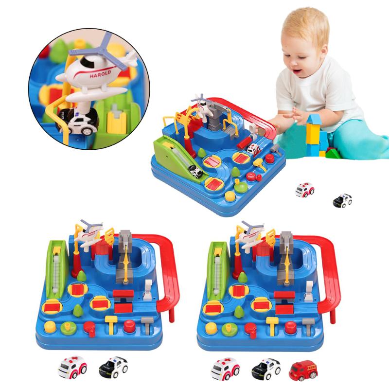

Kids Educational Car Toys for Boys Track Adventure Brain Table Games Rail Cars Mechanical Parking Lots Children Xmas Gifts