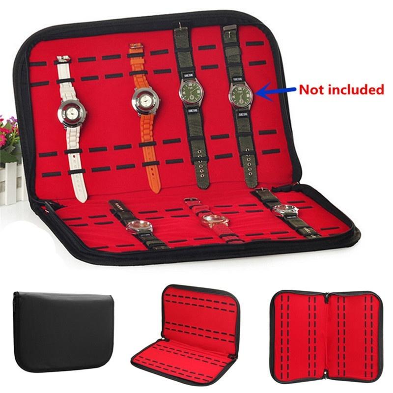

20 Slots/Grids Watch Case with Zipper Velvet Wristwatch Display Storage Box