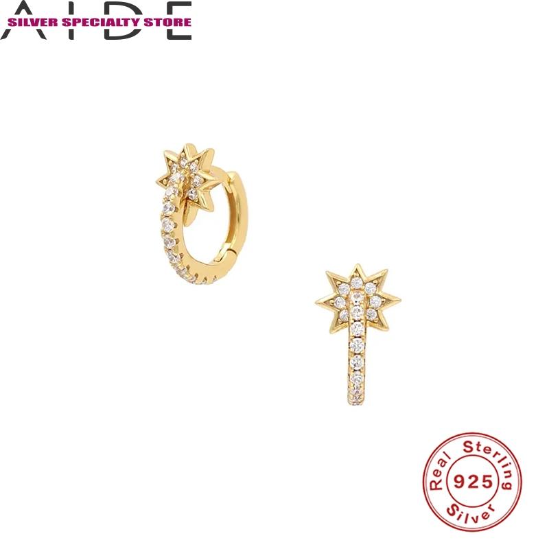 

Hoop & Huggie AIDE S925 Silver Earrings For Women 2021 Star Zircon Earring Girls Fine Jewelry Crystal Piercing Pendientes Brincos Bijou