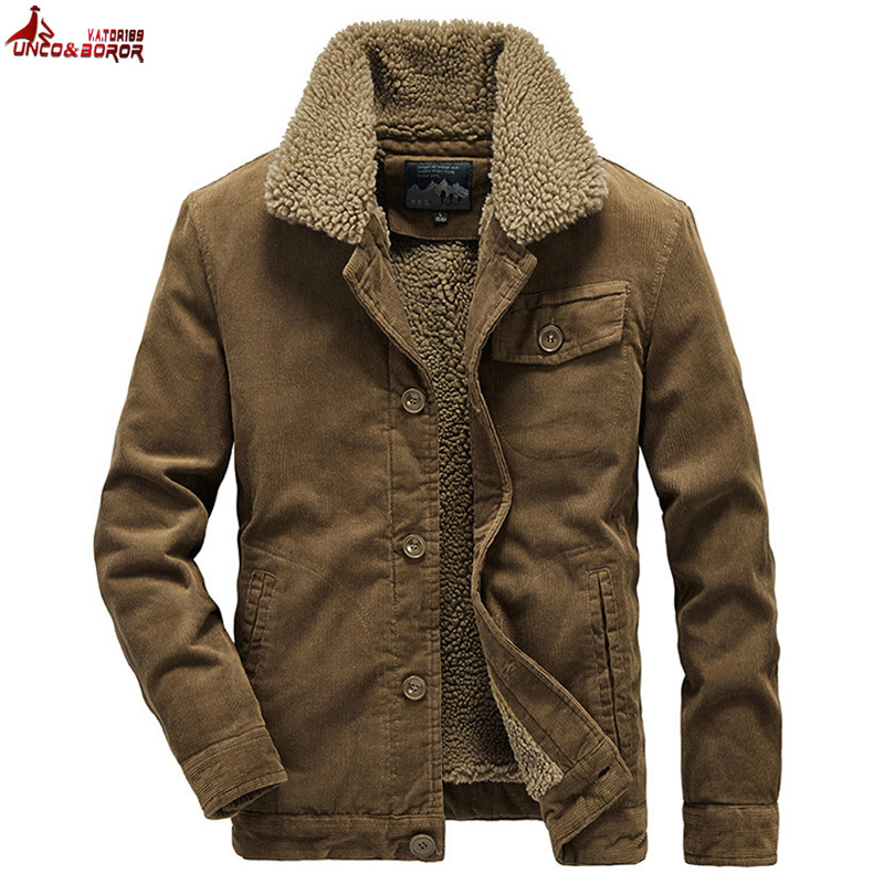 

Winter jacket Men Warm Corduroy Jackets And Coats outwear Windbreaker Fleece cotton Jacket Outwear Multi-pocket men clothing, Grey