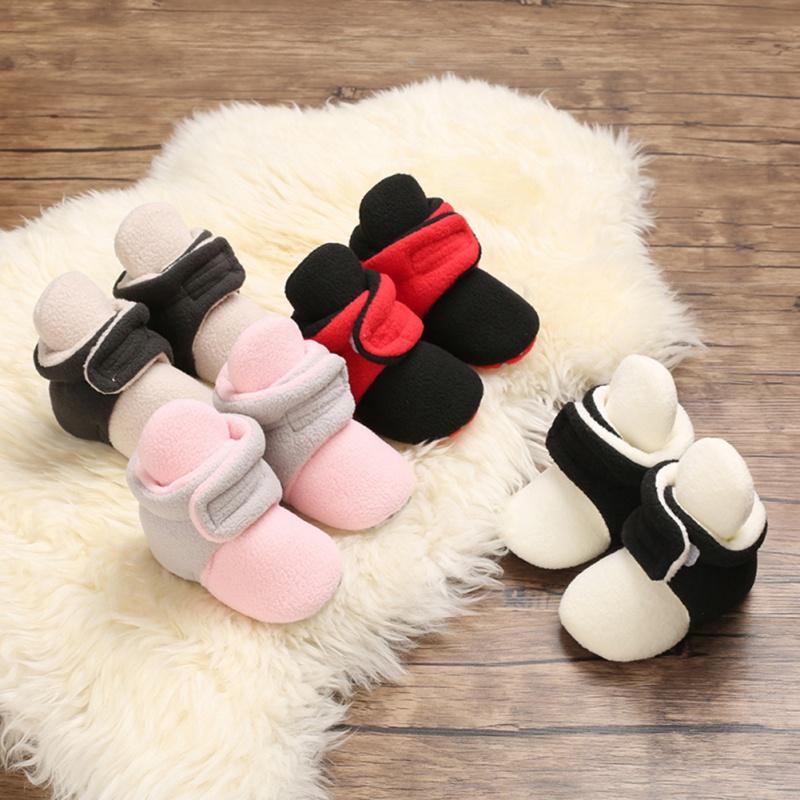 

2021 Newborn Baby Socks Shoes Boy Girl Star Toddler First Walkers Booties Cotton Comfort Soft Anti-slip Warm Infant Crib Shoes, Random color