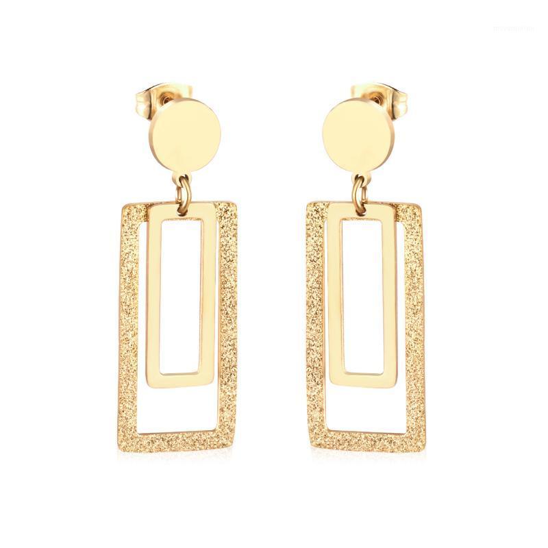 

LUXUKISSKIDS Jewellery Scrub Square Drop Dangle Brincos korean Style Earrings Set For Women Earings Fashion Jewelry pendientes1