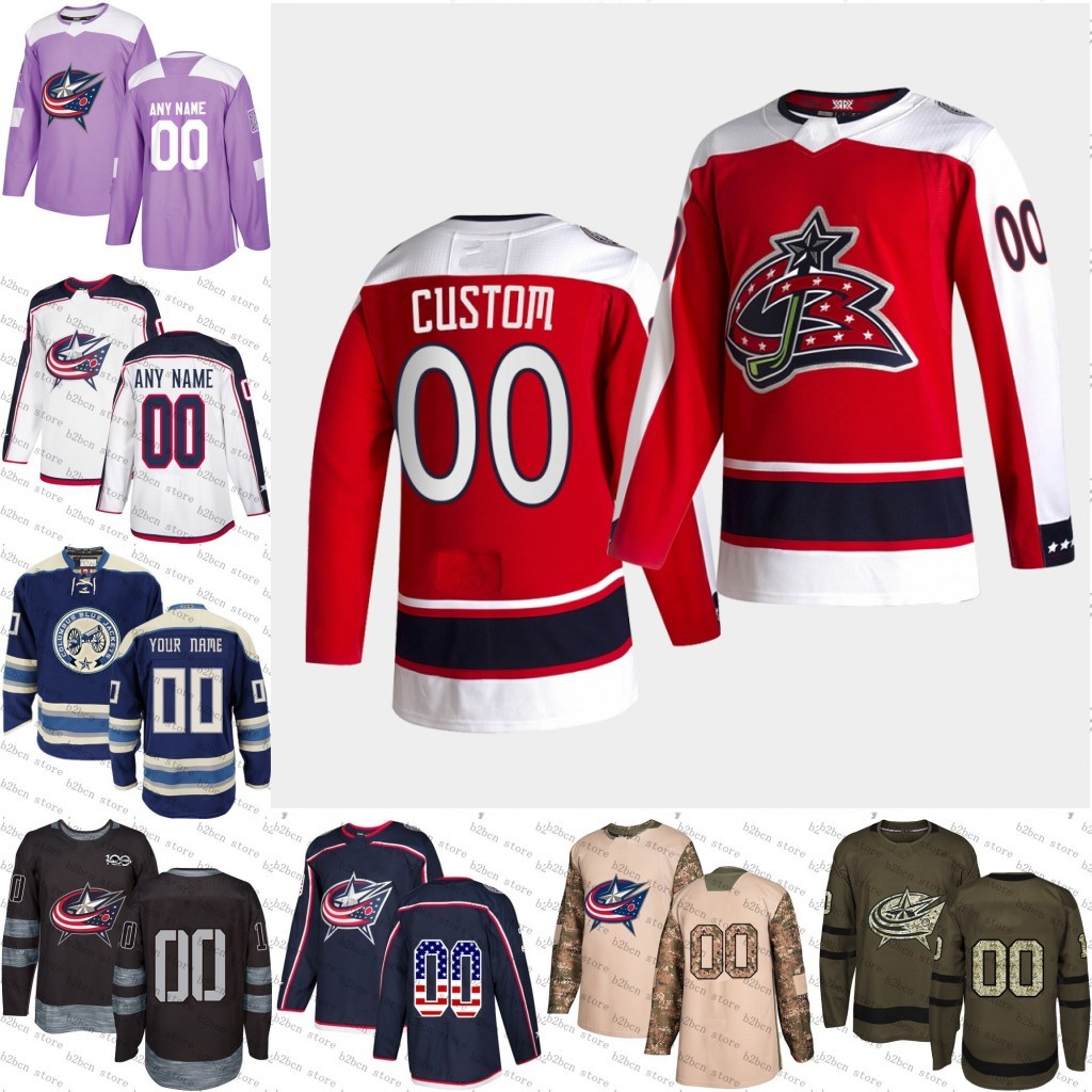 

custom 2021 reverse retro Columbus Blue Jackets Nick Foligno Cam Atkinson Sergei Bobrovsky Brandon Saad Scott Hartnell Seth Jones Jerseys, Black;red