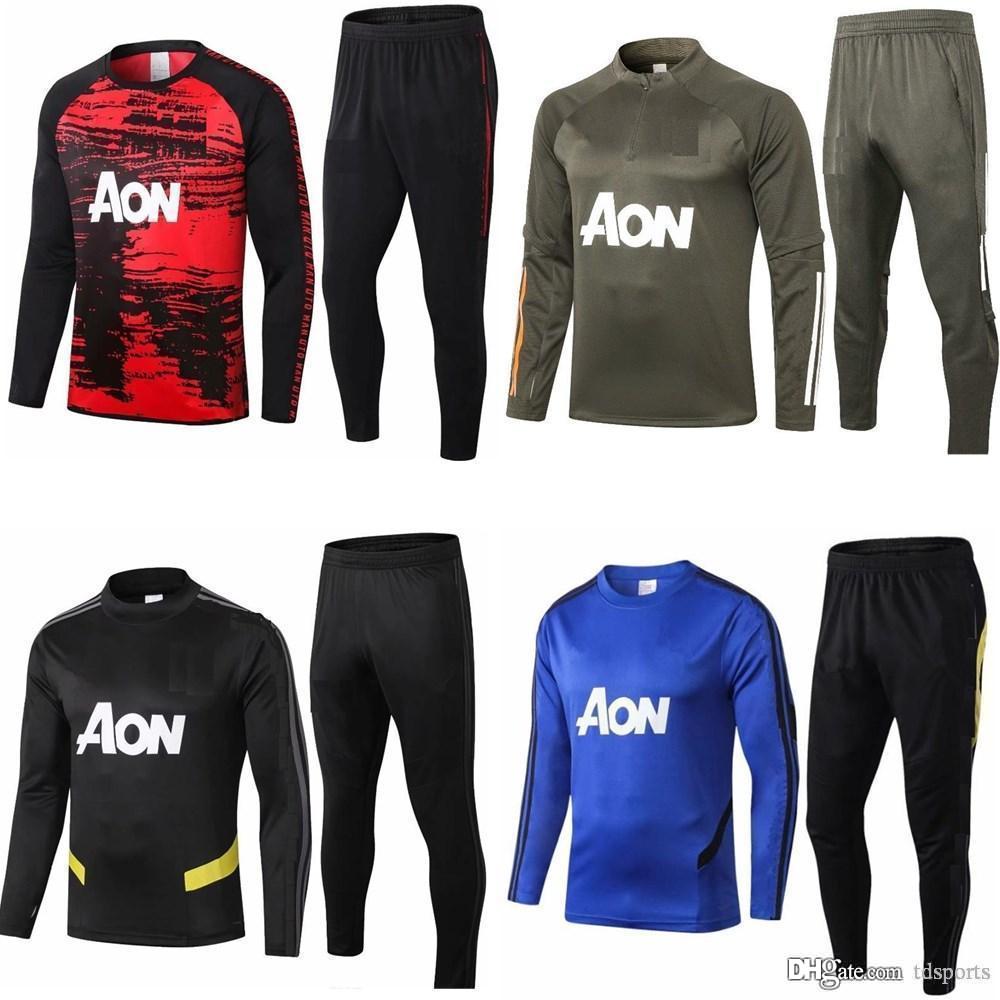 

2020 2021 adult kit Long sleeves Man Utd jacket uniforms tracksuits soccer jersey 20 21 UTD train football coat training suit, As shown in illustration