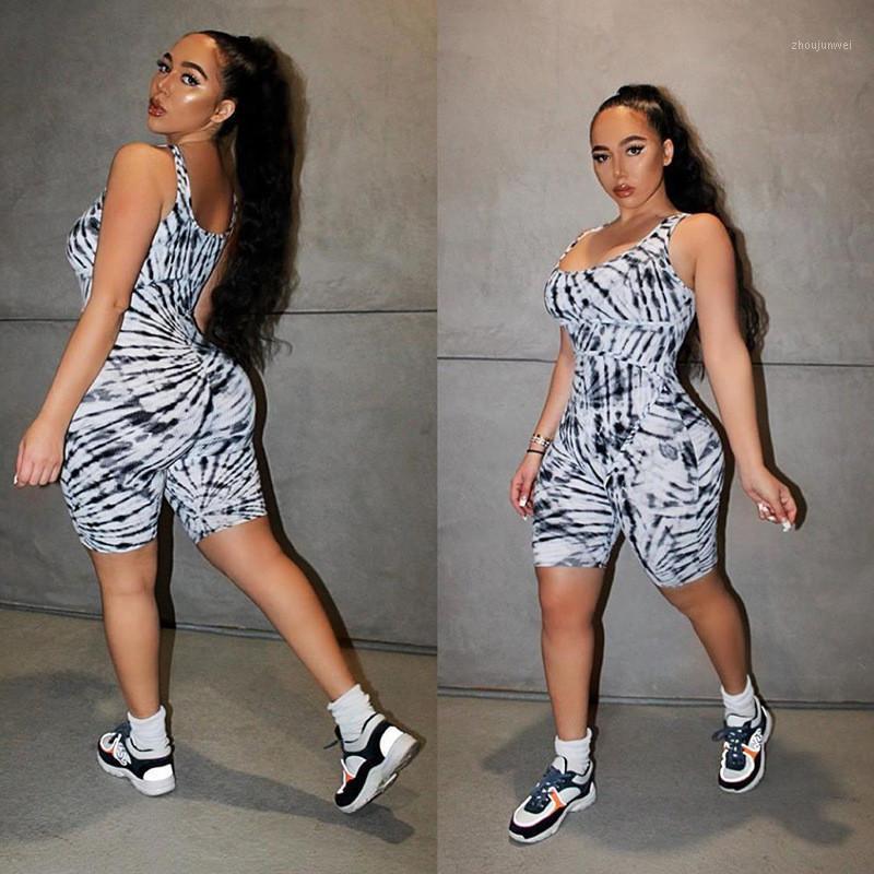 

Women Print Sleeveless Tank Jumpsuit Rompers Playsuit Summer Bodycon Stretch Shorts Pants Trousers Women' Jumpsuits, As pic