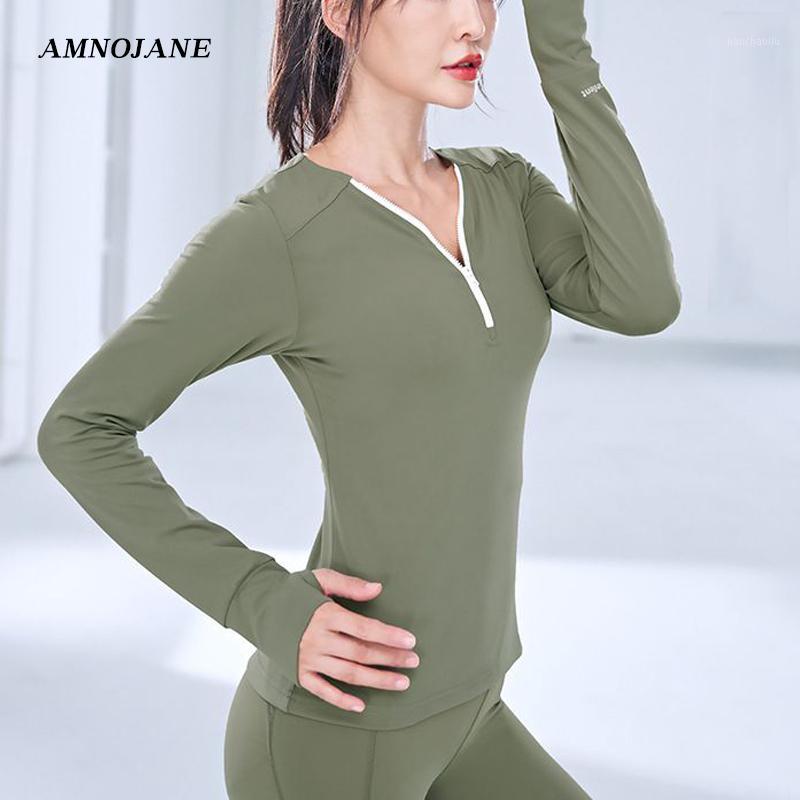

Long Sleeve Crop Top Fitness Comfortable Zipper Front Yoga Tops Fall Clothes For Women Athletic Shirts Woman Gym Fitness Shirt1, Black