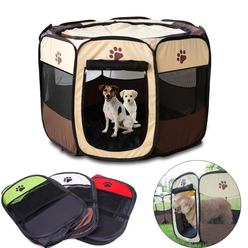 

Hot Outdoor pet Octagonal dog Fence Portable Folding Pet Tent Dog House Cage Cat Tent Playpen Puppy Kennel sofa Supplies