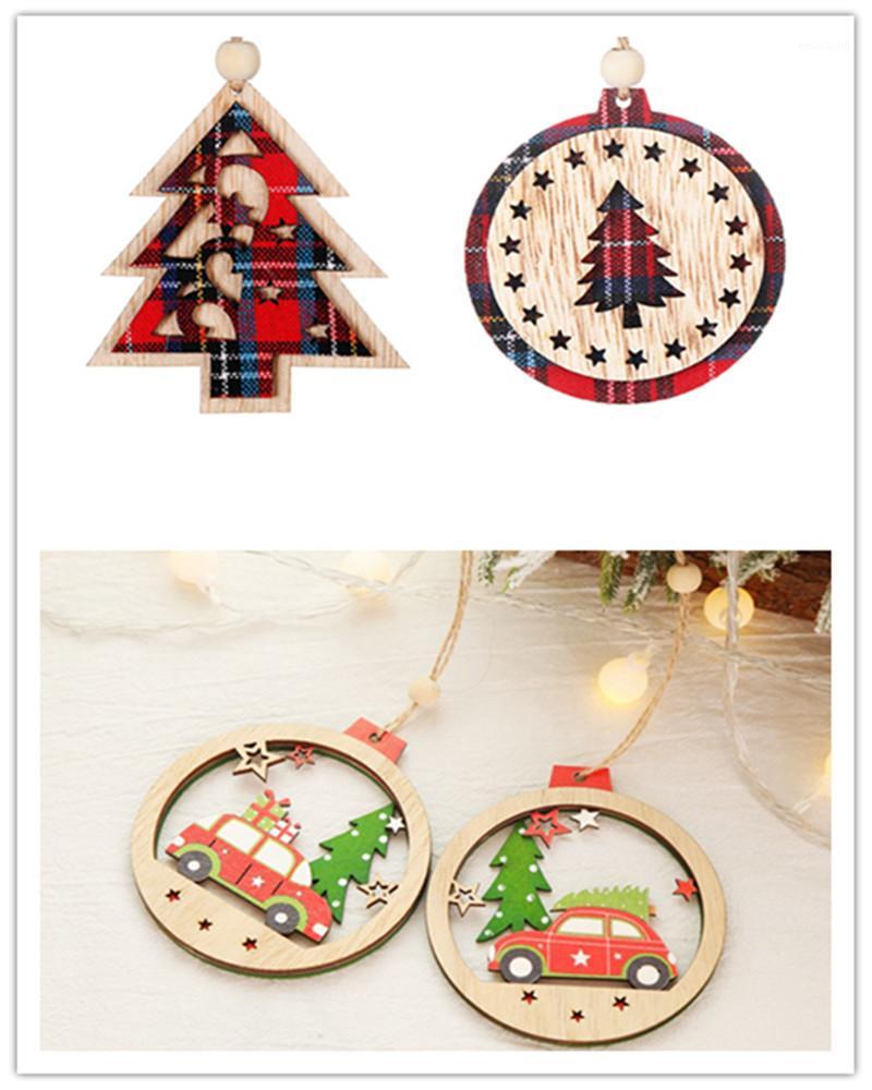 

Carrywon Christmas Tree Wooden Circular Pendant Christmas Tree Decoration Hanging Piece Color Wooden Car Pendant1