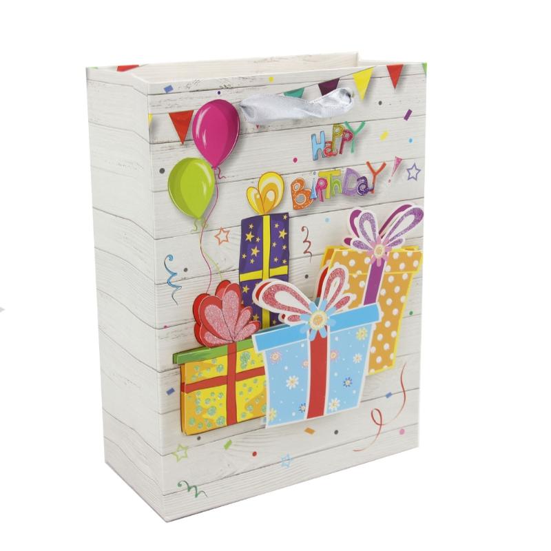 

Wholesale paper gift bags Birthday party supplies 3D glitter colorful cake party gift paper bag for birthday 1st
