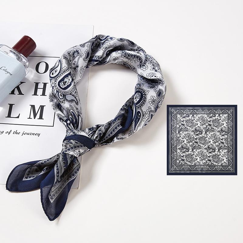

Square Scarf Hair Tie Band Women Elegant Small Vintage Skinny Scarf Retro Head Neck Silk Scarf, Square Scarves 53*53CM
