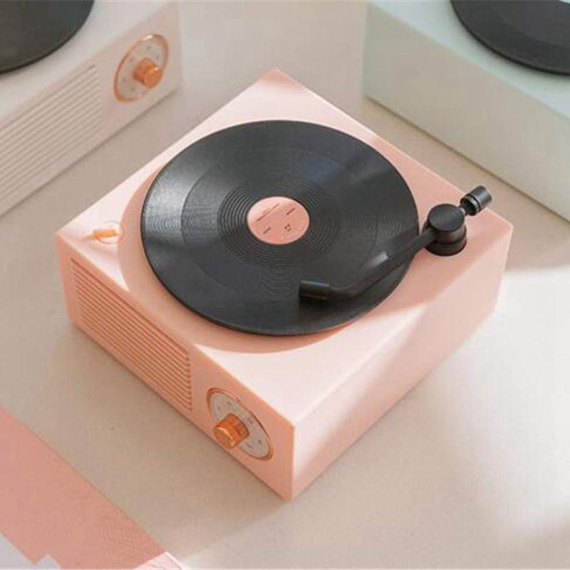 

SODIAL 3 in 1 Gramophone Record Players,Portable Wireless o Retro Bluetooth Speaker Subwoofer Mini Speaker Soundbar(Pink